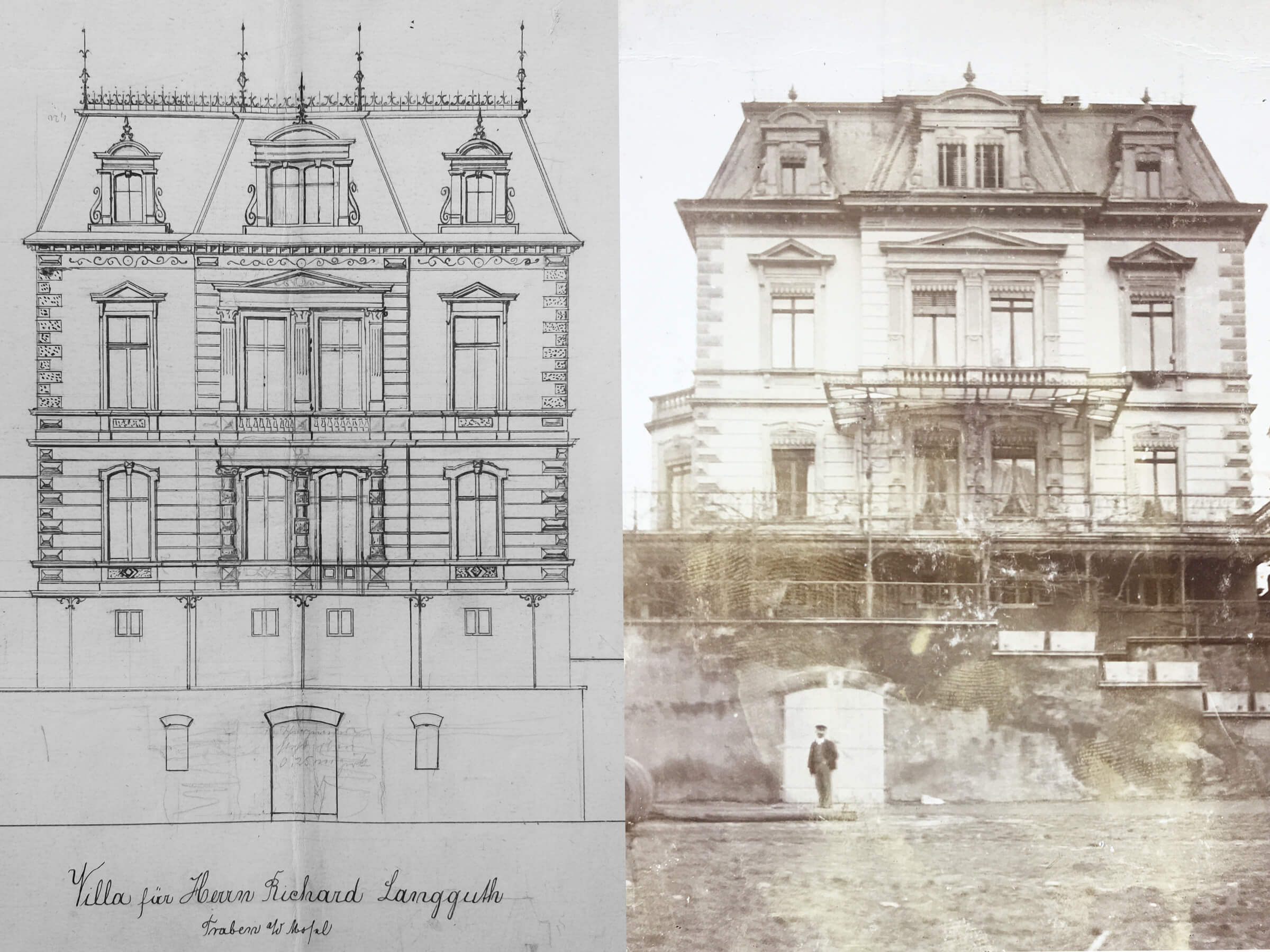 1890 wurde die Villa von dem Weinhändler Richard Langguth direkt am Moselufer in Traben-Trarbach erbaut